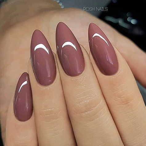 Almond Acrylic Nails Designs, Posh Nails, Long Almond Nails, Brown Nail Polish, Brown Nail, Ombre Nail Designs, Almond Nails Designs, Almond Acrylic Nails, Super Nails