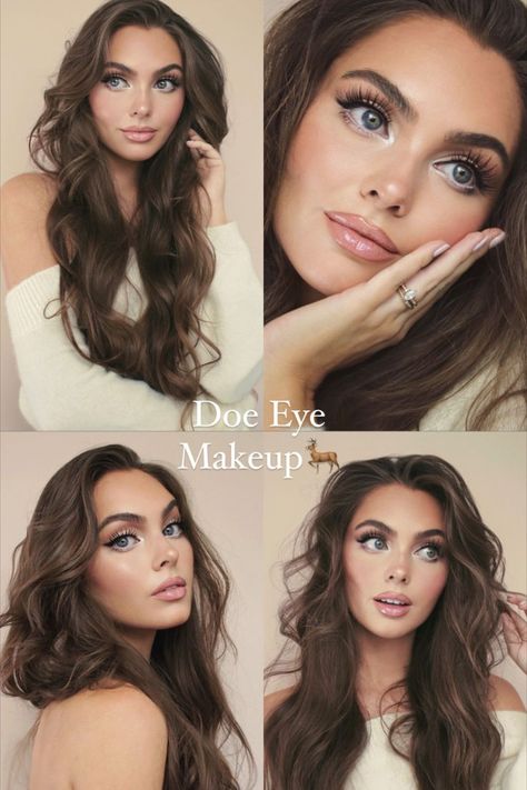 Jackie Wyers shows off a "Doe eye" makeup look, following the popular tiktok makeup trend. Doe Eyes Makeup, Aesthetic Makeup Tutorial, Deep Set Eyes Makeup, Makeup For Round Eyes, Doe Eye Makeup, Eyes Makeup Tutorial, Makeup For Small Eyes, Big Eyes Makeup, Small Eyes