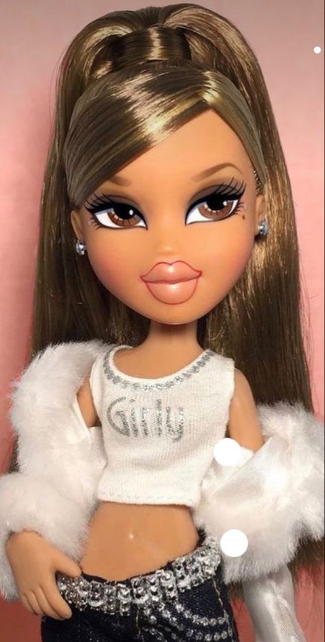 Bratz Doll Brown Hair Brown Eyes, Bratz Hair Styles, Bratz Brown Hair Brown Eyes, Bratz Ponytail, Bratz Brown Hair, Barbie With Brown Hair, Bratz Doll Hairstyles, Bratz Doll Hair, Blonde Bratz Doll