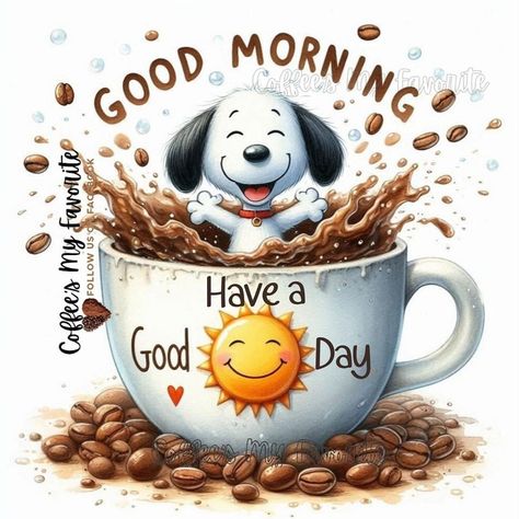 Good Morning Coffee Funny, Funny Coffee Quotes Mornings, Morning Coffee Funny, Good Morning Animals, Good Morning Snoopy, Happy Day Quotes, Good Morning Greeting Cards, Coffee Gif, Good Morning Funny Pictures