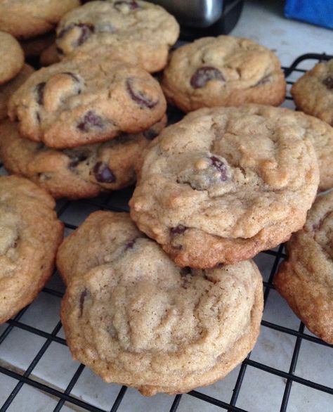 Toll House style cookies.  "Dangerously good.”  -Sean Tweaked again.  Even better.  8-11-16 Preheat oven to 375 degrees F. NOTE: If you have a heavy-duty (KitchenAid) mixer, just dump everything (even the chocola… Tollhouse Chocolate Chip Cookies, Toll House Chocolate Chip, Kitchenaid Mixer, Toll House, Cookies Recipes Chocolate Chip, Kitchen Aid Mixer, Chocolate Chips, Kitchen Aid, Chip Cookies