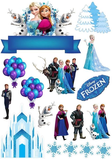 Kue Mickey Mouse, Frozen Birthday Party Printables, Diy Cake Topper Printable, Frozen Elsa Cake Topper, Frozen Party Printables, Cake Toppers Diy, Frozen Cupcake Toppers, Elsa Cake Toppers, Elsa Cake Frozen