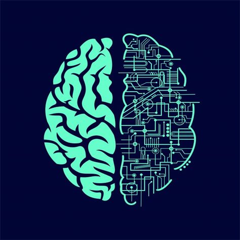 Electric brain | Premium Vector #Freepik #vector #technology #brain #tech #electric Left And Right, Black Background, Premium Vector, Brain, Technology, Green, Blue, Black