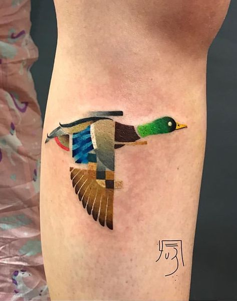 Mallard Tattoo, Cute Duck Tattoo, Mallard Duck Tattoo, Ducks Tattoo, Minnesota Tattoo, Drake Tattoos, Austin Tattoo, Pixel Tattoo, Koi Tattoo Design