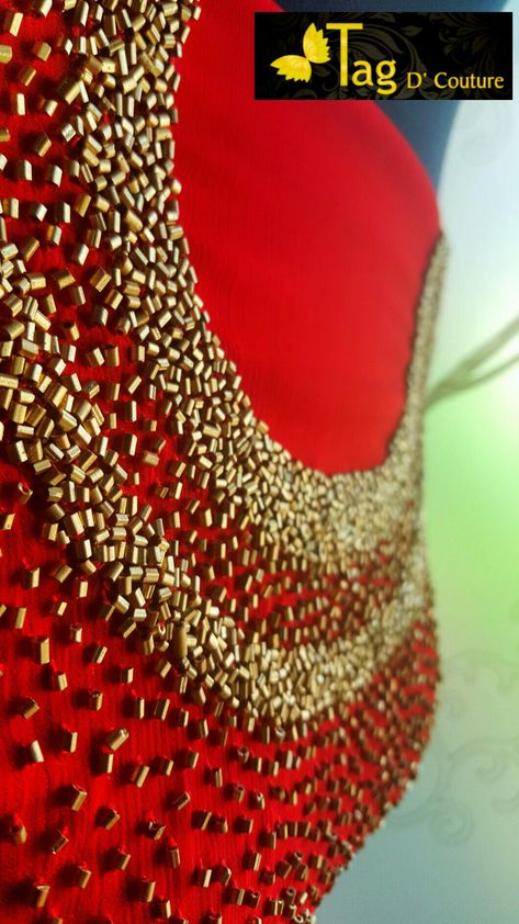 Beads Work On Blouse, Work On Kurti, Neckline Ideas, Work On Blouse, Hand Embroidery Dress, Embroidery On Kurtis, Kurti Embroidery Design, Beads Work, Beadwork Designs