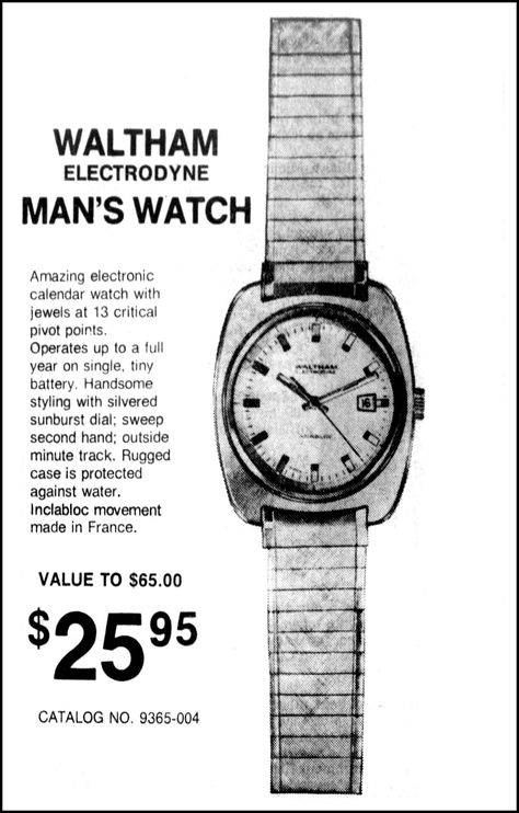 Electronic Calendar, Clock Collection, Waltham Watch, Led Watch, Vintage Advertisement, Automatic Watch, Vintage Watches, Minneapolis, Newspaper