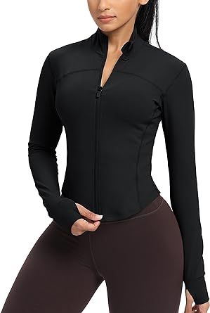 GYM RAINBOW Womens Zip Up Workout Jakcets Lightweight Slim Fit Running Athletic Jackets with Thumb Holes at Amazon Women’s Clothing store Workout Jackets, Gym Track, Corset Looks, Yoga Jacket, Workout Tops For Women, 1 Rose, Gym Tops, Running Jacket, Workout Jacket