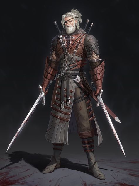 Old Swordsman, Blood Hunter, Old Warrior, Dragon Age Characters, Witcher Art, Dungeons And Dragons Classes, Fantasy Theme, Dungeons And Dragons Homebrew, Fantasy Armor