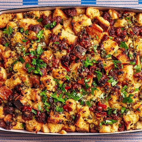 How to Make Stuffing With Whatever Your Heart Desires | Bon Appétit Classic Stuffing Recipe, Classic Stuffing, Perfect Roast Turkey, Thanksgiving Stuffing, Dried Cherries, Stuffing Recipes, Breakfast Brunch Recipes, Chicken Casserole, Martha Stewart