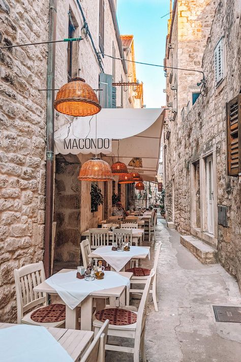 Croatia Culture Aesthetic, Hvar Croatia Restaurant, Hvar Croatia Photography, Hvar Island Croatia, Hvar Restaurant, Old Restaurant Aesthetic, Hvar Croatia Aesthetic, Worldwide Aesthetic, Split Travel