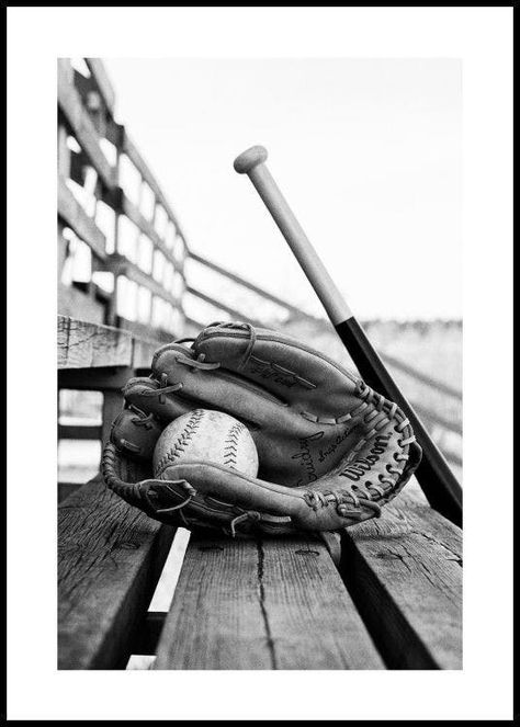 Baseball Essentials Poster | Vintage Black and White Baseball Posters | Poster Store USA Sport Posters, Bat Ball, Good Morning Posters, Auto Poster, Baseball Posters, Baseball Pictures, Baseball Art, Gallery Wall Inspiration, Gold Poster