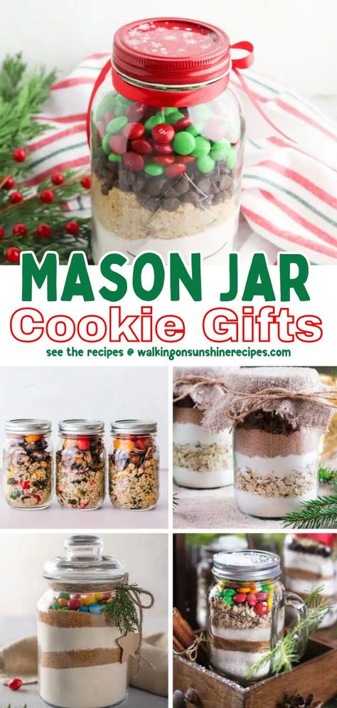 Included in this collection of 15 Cookie Mason Jar Gifts are easy recipes with free printables to help you give the perfect gift this holiday! Easy recipes, festive printables - everything you need for a heartfelt, homemade gift. Cookie Mix Mason Jar Gifts, Cake Mix Gifts In A Jar, Cookie Mix Jar Gifts, Mason Jar Christmas Cookie Mix Recipe, Diy Cookies In A Jar, Christmas Gifts Diy Mason Jars Cookie Recipes, Homemade Cookie Jar Gift, Cookies In Mason Jar Gift, Cookie Mason Jar Recipes Holiday Gifts