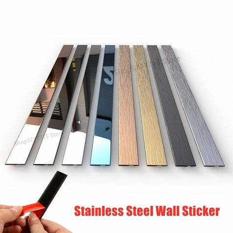 1 Roll Mirror Wall Sticker Stainless Steel Decorative Line Gold Tv Background Ceiling Edging Strip Wall Decorations Living Room - Wall Stickers - AliExpress Wall Tiles Living Room, Mirror Wall Tiles, Tiles Living Room, Decorations Living Room, Wall Paneling Diy, Stripped Wall, Decor 2023, Iphone Wallpaper Hipster, Decorative Lines