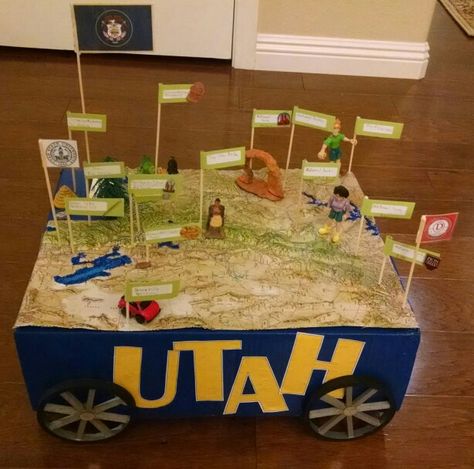 State Float Project: UTAH Utah State Float School Project, State Float Project, Shoebox Float, Utah History, State Project, 5th Grade Social Studies, Homeschool Social Studies, Art Projects For Adults, Projects For Adults