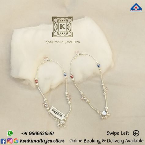 Pattilu Designs Silver New Models, Painjan Designs Silver, Pattilu Designs Silver Simple, Pattilu Designs Silver, Payal Designs Silver, Anklet Design, Simple Jewellery Designs, Silver Chain Anklet, Silver Anklets Designs