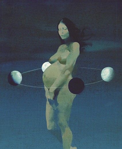 Pregnancy is a numinous and magical state. It is a time when the barrier between the conscious and unconscious realm thins Ferenc Pinter, Sergio Toppi, Muzică Rock, Kunstjournal Inspiration, Birth Art, Pregnancy Art, Stephanie Brown, Sacred Feminine, Moon Cycles