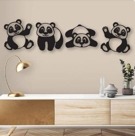 Panda Kids room decoration Wall art 4 pec set 12×12 inch each pec size 12×48 inch covered area MDF wood material Black color Wall pasting https://www.zohaans.pk/product/4-pec-set-panda-kids-room-decoration-wall-art-black-color/ Panda Wall Stickers, Panda Wall Art, Room Wall Colors, Color Wall, Wood Material, Decoration Wall, Mdf Wood, Art Black, Room Decoration