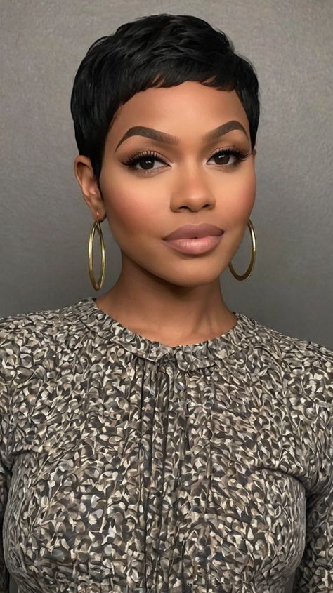 Best Looks for Voluminous Pixie 🦋 Step The Barber Haircut Women, Black Pixie Cut Black Women, Natural Hair Short Cuts For Black Women, Short Pixie Haircuts For Black Women, Voluminous Pixie, Face Confetti, Pixie Haircuts For Black Women, Natural Hair Pixie Cut, Short Fade Haircut