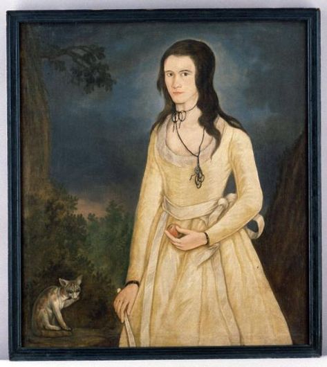 Portrait of Martha Payne (later, Mrs. Jeremiah Strother)(b. 1773) – Works – American Folk Portraits – Exhibitions – The Colonial Williamsburg Foundation Painting Portraits, Folk Painting, History Magazine, Living Museum, Colonial Williamsburg, Long Brown Hair, American Folk Art, About Time, Woman Standing