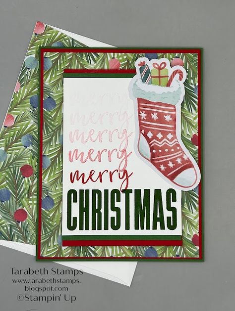 Stampin' Up A Little Bit Festive More Wishes Merry Christmas Card for Happy Inkin' Thursday Blog Hop | Tarabeth Stamps Stampin Up Cards A Little Bit Festive, Su A Little Bit Festive, A Little Bit Festive Dsp, Stampin Up A Little Bit Festive, Stampin Up A Little Bit Festive Dsp, Joyful Images, Ephemera Cards, Happy Friday Eve, Christmas Verses