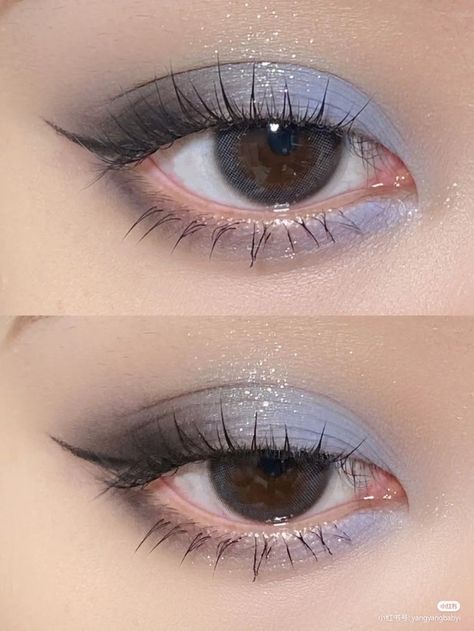 Blue Face Makeup Looks, Blue Grunge Makeup, Dusty Blue Makeup, Blue Douyin Makeup, Blue Makeup Aesthetic, Vampire Bride, Blue Makeup Looks, Makeup Tip, Cute Eye Makeup