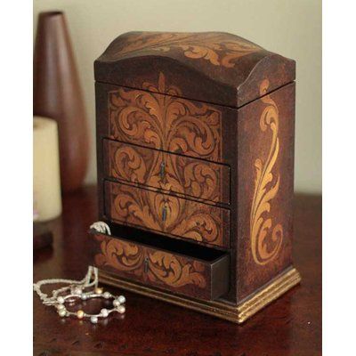 Novica Hand Painted Wood Jewelry Box Cedar Jewelry, Painted Wood Jewelry, Standing Jewelry Armoire, Blossom Jewelry, Inlay Jewelry, Decorative Storage Boxes, Jewelry Box Diy, Antique Jewelry Box, Jewelry Chest