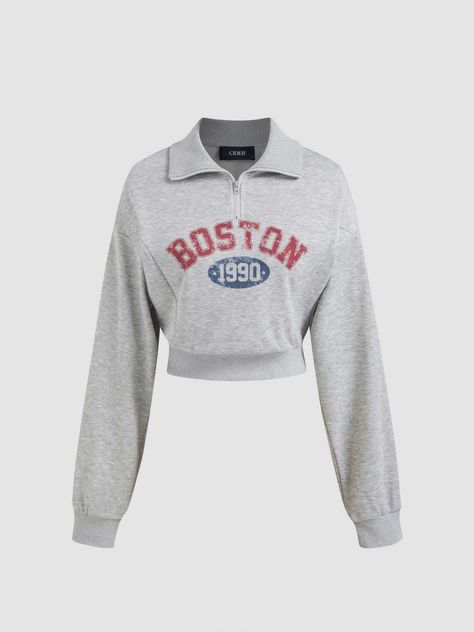 Boston Hoodie, Mood Clothes, Polo Design, Accessories Bags Shoes, Half Zip Sweatshirt, Clothing Details, Cropped Sweatshirt, Trendy Clothes For Women, Crop Sweatshirt