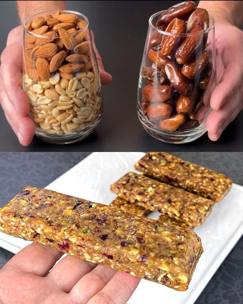 These No-Bake Nut and Date Bars are a wholesome snack that’s perfect for busy days when you need a quick energy boost. Packed with healthy fats, natural sweetness, and protein, they make for a great on-the-go treat or a satisfying addition to your breakfast. The combination of nuts, seeds, and dried fruits provides a delicious flavor and texture that everyone will love. Plus, they’re super easy to make—no baking required! Preparation Time Active Preparation Time: 15 minutes Chilling Time: 2-3 ho Protein Ice Cream Recipes, Nut Bars, Date Bars, Ina Garten Recipes, Wholesome Snacks, Protein Ice Cream, Jamie Oliver Recipes, Best Food Ever, Nutritious Snacks