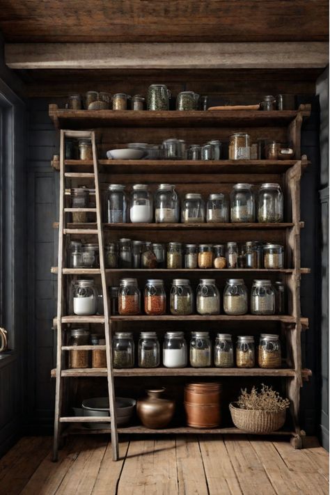 Farmhouse kitchen with farmhouse decor Apothecary Aesthetic Kitchen, Apothecary Aesthetic, Apothecary Kitchen, Diy Farmhouse Kitchen, Farmhouse Chic Kitchen, Pantry Shelves, Farmhouse Kitchen Island, Magical Home, Wash Tubs