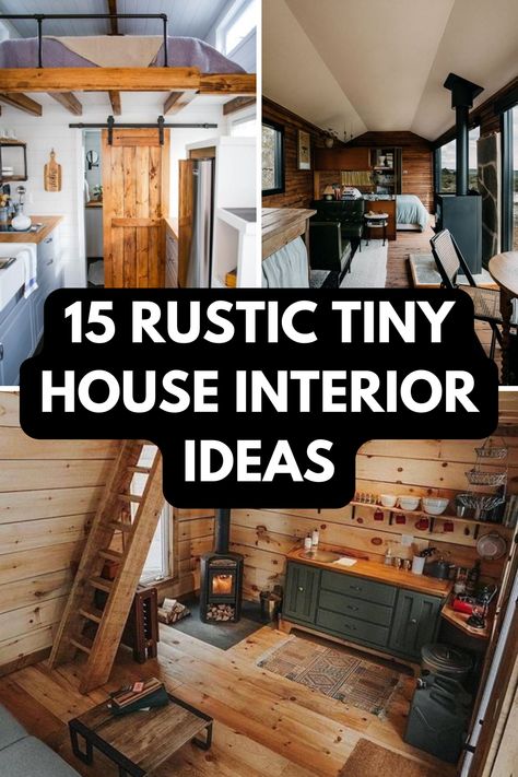 I’m sharing 15 fantastic rustic tiny house interior ideas that will make your compact space feel warm, inviting, and uniquely yours. Let’s dive right in! Small Rustic Cottage Interior, Tiny Cabin Living Room Ideas, Cottage Style Tiny House Interior, Tiny House Living Ideas, Tiny Cabins Interiors Loft, Unique Tiny Home Ideas, Diy Tiny House Interior, Tiny House Design Interior Space Saving, Tiny Rustic House