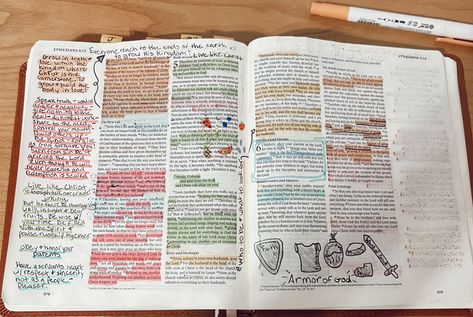 Ephesians 6 Bible Journaling, Proverbs 8 Bible Journaling, Ephesians Bible Journaling, Preppy Bible, Messy Bible, Bible Marking, Bible Journal Notebooks, Cute Bibles, Bible Journaling Ideas Drawings