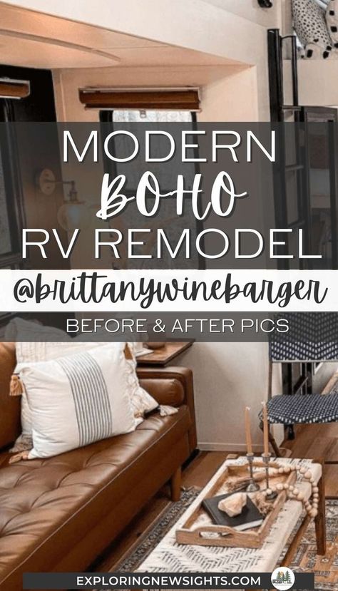 Rv Before And After Rv Makeover, Camper Decorating Ideas Modern, Boho Rv Remodel, Boho Remodel, Camper Revamp, Boho Rv, Lighting Scandinavian, Airstream Decor, Bohemian Lighting