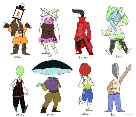 Cabeça de objetos por UnknownSpy Object Heads Character Ideas, People With Objects For Heads, Object Heads Drawing, Objects For Heads, Object Head Ideas, Objecthead Art, Object Heads Ideas, Object Heads Character, Oc Ideas Drawing