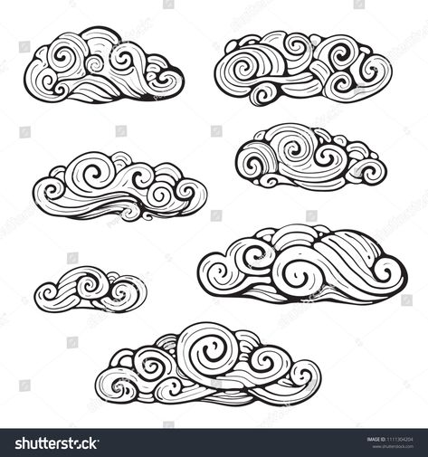 Intricate Clouds Swirl Clip Art. Sophisticated tracery clouds hand drawn design. Vector cartoon. #Ad , #sponsored, #Clip#Art#Sophisticated#Intricate Swirly Clouds, Pattern Graphic Design, Cloud Illustration, Cloud Tattoo, Cloud Pattern, Cartoon Clouds, Adult Coloring Designs, Cloud Drawing, Clouds Pattern