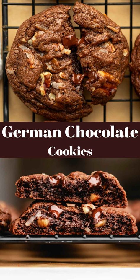 German Chocolate Cookies - I Heart Eating Chocolate And Coconut Recipes, Recipes Using Dutch Processed Cocoa, Chocolate Coconut Pecan Cookies, Recipes With Baking Chocolate, Rock Recipes Newfoundland Cookies, German Chocolate Brownie Cookies, Chocolate Anise Cookies, Coconut And Chocolate Cookies, German Chocolate Cake Cookies Recipe