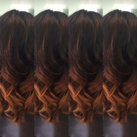 Dark Brown To Red Ombre, Copper Hair With Dark Roots Brown, Ombre Copper Hair, Copper Ombre Hair, Auburn Ombre Hair, Brown To Red Ombre, Dark Ginger Hair, Ginger Ombre, Auburn Ombre