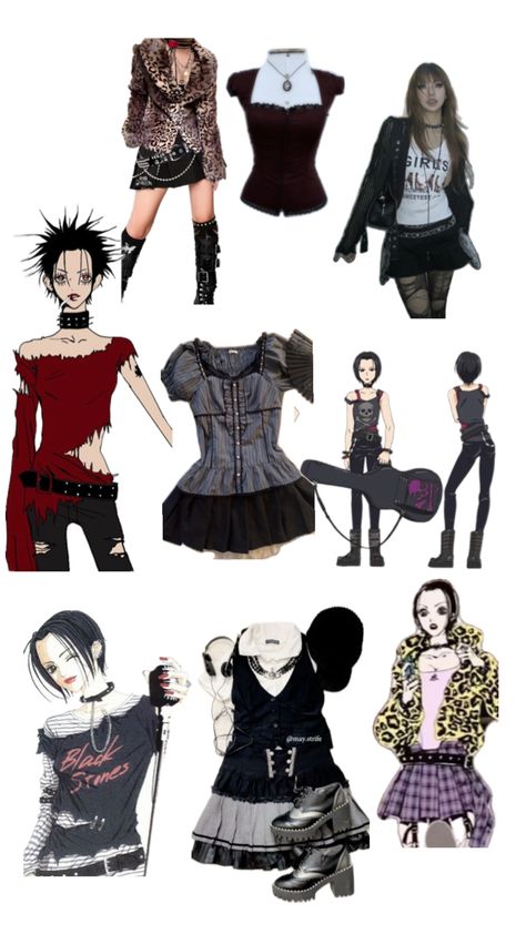 nana osaki board ish Nana Osaki Outfits Manga, Nana Characters Outfits, Nana Fashion Anime, Nana Osaki Fashion, Nana Outfits Inspired, Nana Inspired Outfits, Nana Osaki Outfit, Nana Characters, Nana Outfits