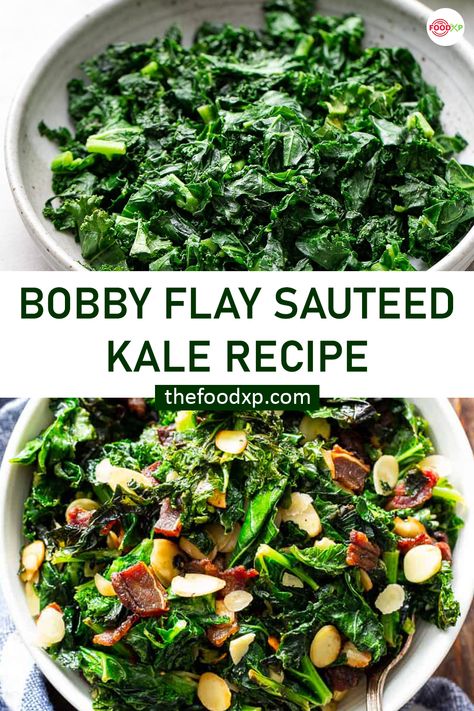 If you are on a diet then you can have refreshing greens. Bobby Flay’s sauteed kale is full of fiber and vitamins which is a treat for vegetarians. Find out the recipe from the official website of TheFoodXP. #bobbyflaysauteedkalerecipe #bobbyfalsauteedkale #sauteedkalerecipe #kalerecipehealthy #kalerecipessauteed #bobbyflayrecipes Rainbow Kale Recipes, Bibibop Kale Recipe, Flat Leaf Kale Recipes, Sauteed Greens Recipe, Cooking Kale On Stove, Kale Dishes Recipes, Cook Kale On Stove, Recipes With Fresh Kale, Saute Kale Recipes