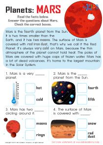 Mars School Project, Mars Project For Kids, Mars Worksheet, Mars Facts For Kids, Astronomy Study, Evs Worksheet, Colors Worksheet, Space Learning, Mars Facts