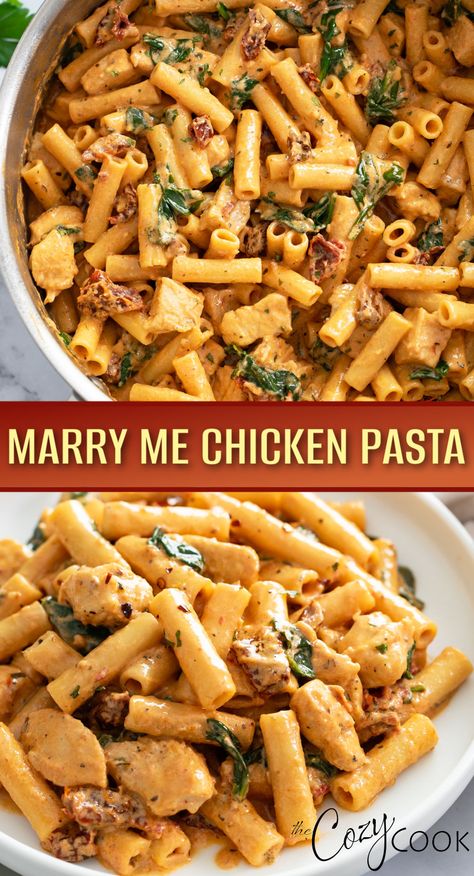 marry me chicken pasta with spinach and sundried tomatoes. Marry Me Chicken Pasta, Chicken Smothered, Tomato Cream Sauce, Marry Me Chicken, Sundried Tomatoes, Pasta Dinners, Pasta Dinner Recipes, Dinner Recipes Easy Quick, Healthy Dinner Recipes Chicken