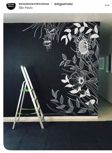 Papan Tulis Kapur, Chalkboard Wall Art, Chalk Wall, Wall Painting Decor, Wall Murals Painted, Black And White Wall, Wall Paint Designs, Chalkboard Wall, Window Art