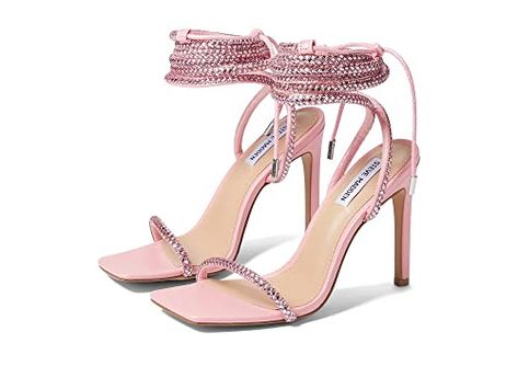 Pink Lace Up Heels, Pink Sparkly Heels, Pink Sparkly Shoes, Steve Madden Travel Sandal, Pink Strappy Heels, Faux Fur Sandals, Girl Energy, Shoe Shopping, Platform Espadrille Sandals