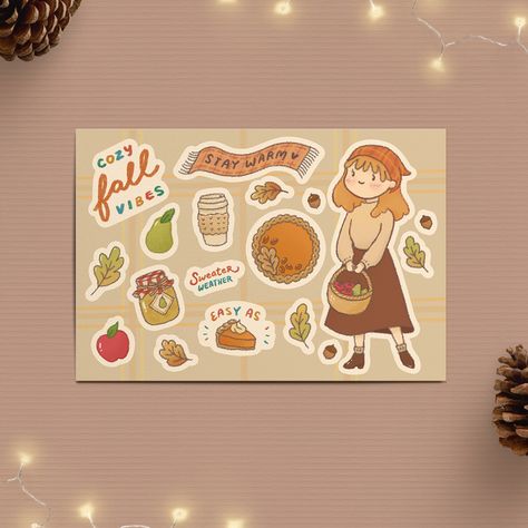 November Stickers, Fall Calendar, Doodle Books, Paint Water, Patreon Logo, Fall Things, Autumn Stickers, Sticker Ideas, Kawaii Stickers