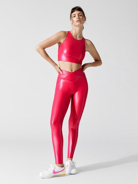 Tiffany Houghton, Pink Tank Tops, Spandex Catsuit, Women Leggings Outfits, Leather Tights, Sports Clothes, Dark Disney, Cute Workout Outfits, Color Block Leggings