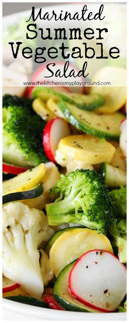 Summer Vegetable Salad, Salad Zucchini, Lemony Dressing, Marinated Vegetables, Vegetable Salad Recipes, Fresh Salad Recipes, Squash Salad, Yellow Summer Squash, Broccoli Cauliflower