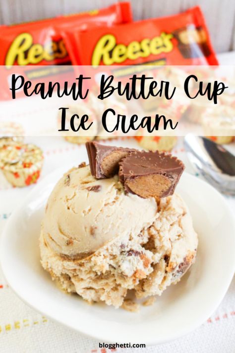 Cuisinart Ice Cream Recipes, Cuisinart Ice Cream Maker Recipes, Peanut Butter Ice Cream Recipe, Reeses Ice Cream, Homemade Ice Cream Recipes Machine, Peanut Butter Cup Ice Cream, Kitchen Aid Ice Cream, Cup Ice Cream, Ice Cream Recipes Machine