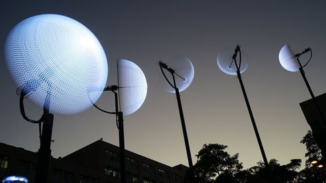 Nine Satellite-Shaped LED Installations Visualize the Moon’s Phases | Colossal Void Lighting, Music Installation, Interactive Light Installation, Team Lab, Kinetic Light, Led Light Installation, Light Fest, Light Art Installation, Colossal Art