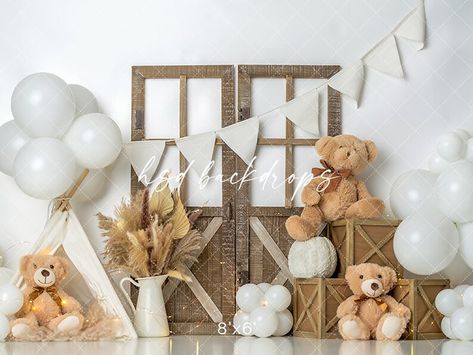 Teddy Bear Backdrop Teddy Bear Birthday Backdrop Boho Cake - Etsy Brasil Bear Birthday Backdrop, Teddy Bear Backdrop, Bear Backdrop, Boho Cake Smash, Backdrop Boho, Baby Birthday Photoshoot, Boho Backdrop, Boho Cake, Baby Cake Smash