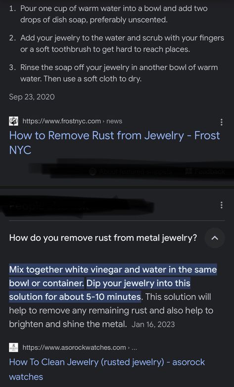 REMOVING RUST from METAL JEWELRY Homemade Jewelry Cleaner, Removing Rust, Crafty Jewelry, Vinegar And Water, How To Remove Rust, Fun Easy Crafts, Soft Toothbrush, Jewelry Essentials, Fix You