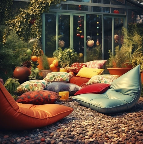 🌿🌈 Step into a retro oasis with our 70s-inspired garden bean bags from reetro.de! These aren't just any bean bags; they're a vibrant throwback to groovy times, now reimagined for the modern era. With their eye-catching colors and classic comfort, they're perfect for lounging in your garden, balcony, or any outdoor space. 🛋️☀️ #RetroGarden #BeanBagStyle #70sVibes #OutdoorLiving #VibrantDecor #ModernRetro #GardenLounge #RetroChic #ReetroFinds #BackyardBliss 70s Balcony, 1970s Garden, Garden Bean Bags, Cottagecore Dark, Retro Garden, 70s Vibes, Garden Balcony, Bean Bags, 70s Retro